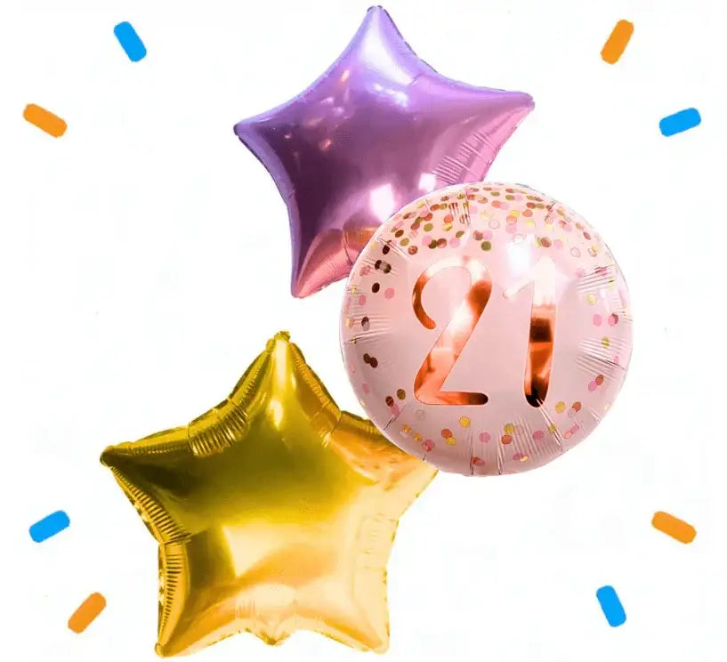 21 Jaar Trosje Roze/Goud/Rose Goud - Gevuld Met Helium - 46 cm - Ballonnenshop.nl