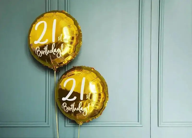 21th Birthday Folie Ballon Goud 45 cm - Ballonnenshop.nl