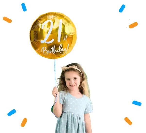21th Birthday Helium Ballon Goud - Gevuld Met Helium - 45 cm - Ballonnenshop.nl