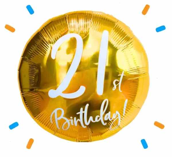 21th Birthday Helium Ballon Goud - Gevuld Met Helium - 45 cm - Ballonnenshop.nl