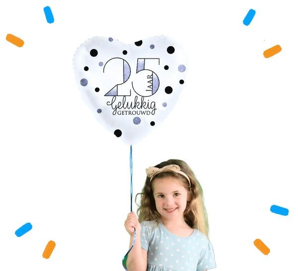 25 Jaar Getrouwd Helium Ballon - Gevuld Met Helium - 46 cm - Ballonnenshop.nl