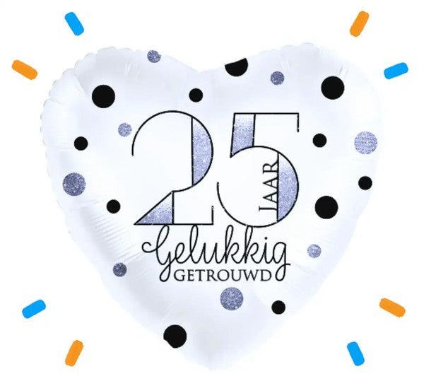 25 Jaar Getrouwd Helium Ballon - Gevuld Met Helium - 46 cm - Ballonnenshop.nl