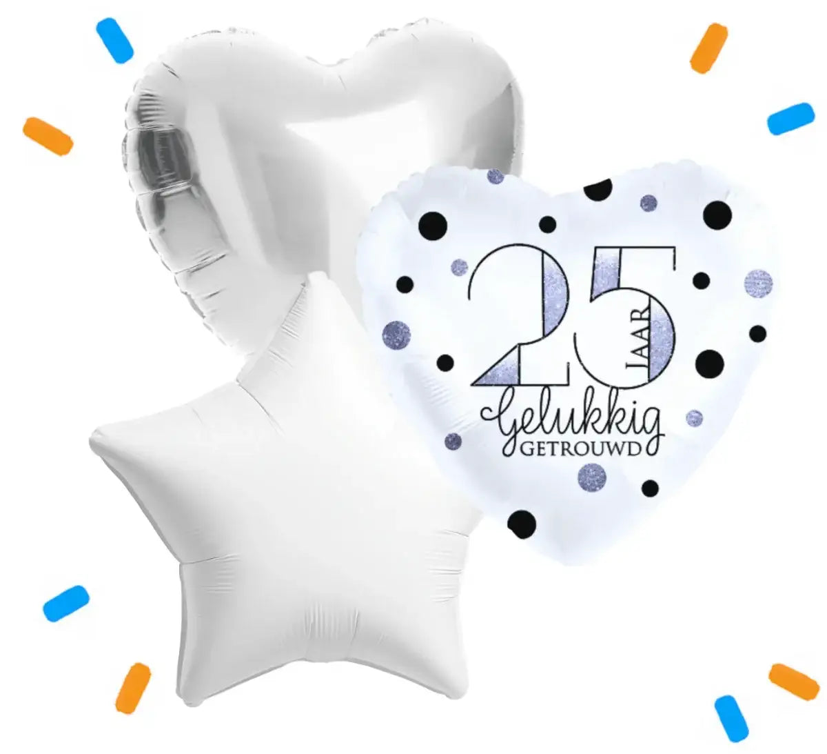 25 Jaar Getrouwd Trosje Helium Ballonnen - Gevuld Met Helium - 46 cm - Ballonnenshop.nl