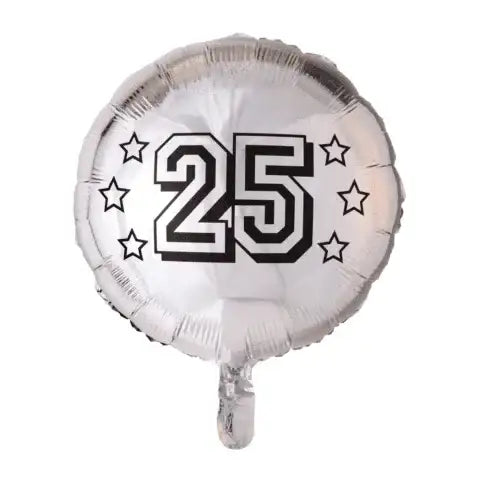 25 Jaar Helium Ballon Zilver - Gevuld Met Helium - 45 cm - Ballonnenshop.nl