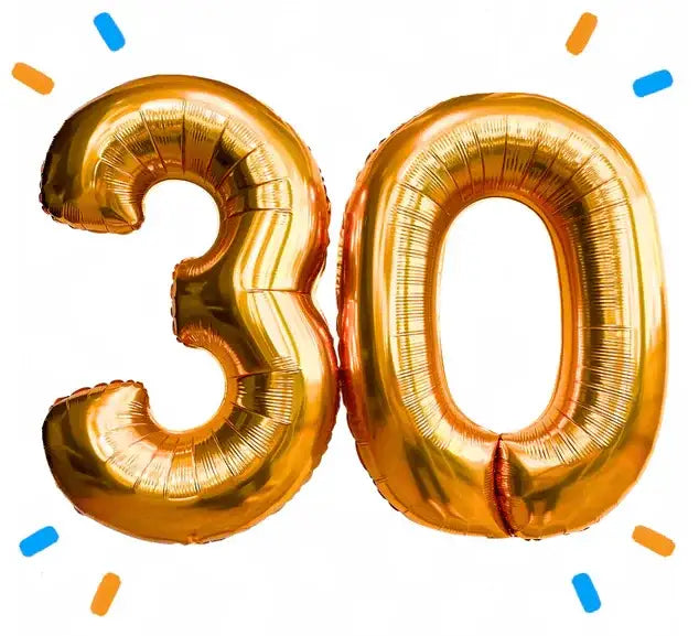 30 Jaar Cijfer Ballonnen Goud - Gevuld Met Helium - 66 cm - Ballonnenshop.nl
