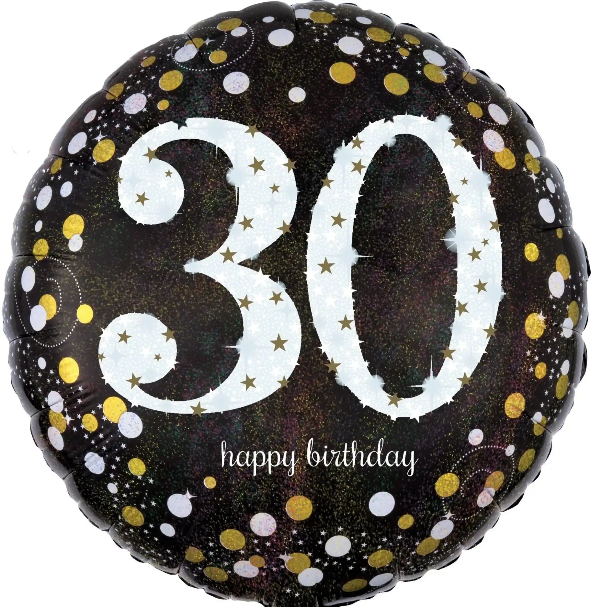 30 Jaar Folie Ballon Zwart/Zilver/Goud - 46 cm - Ballonnenshop.nl