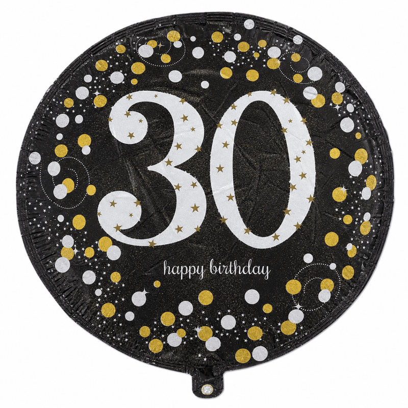 30 Jaar Folie Ballon Zwart/Zilver/Goud - 46 cm - Ballonnenshop.nl