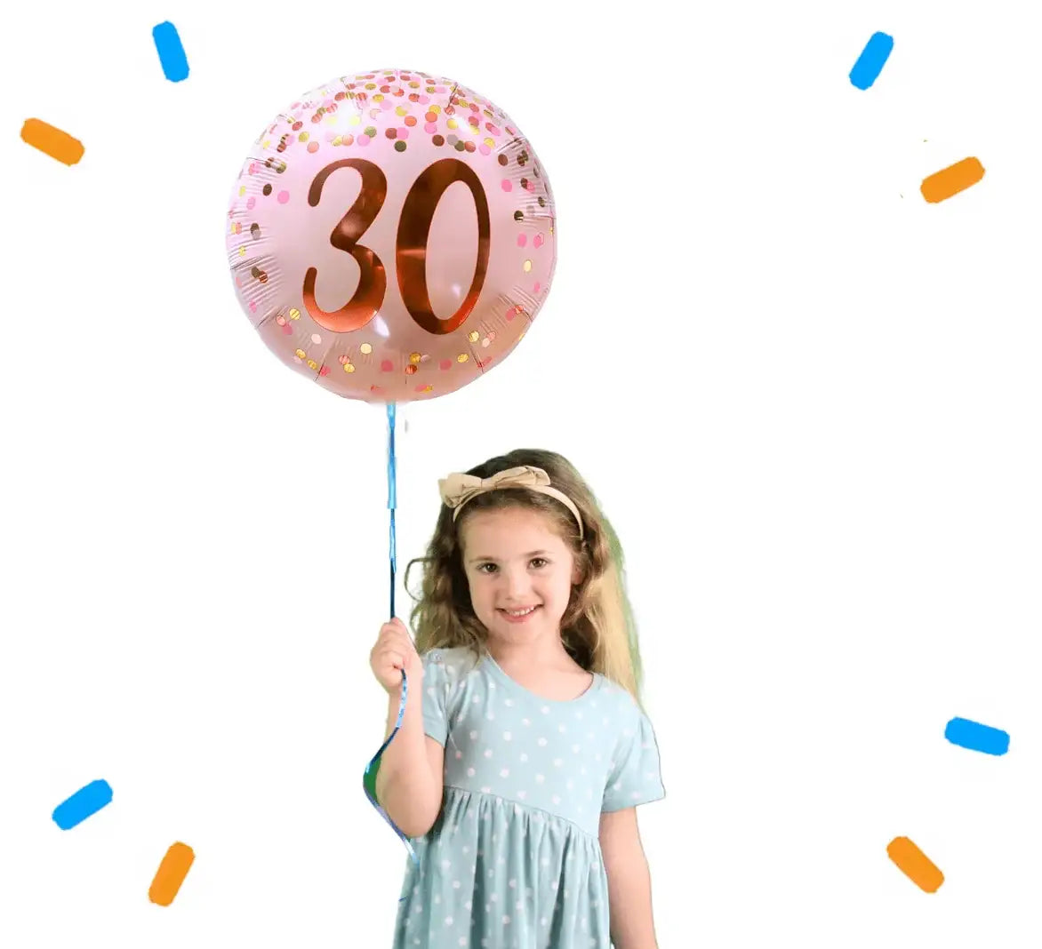 30 Jaar Helium Ballon Roze - Gevuld Met Helium - 46 cm - Ballonnenshop.nl