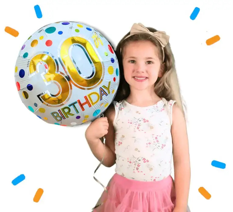 30 Jaar Helium Ballon Stippen - Gevuld Met Helium - 46 cm - Ballonnenshop.nl