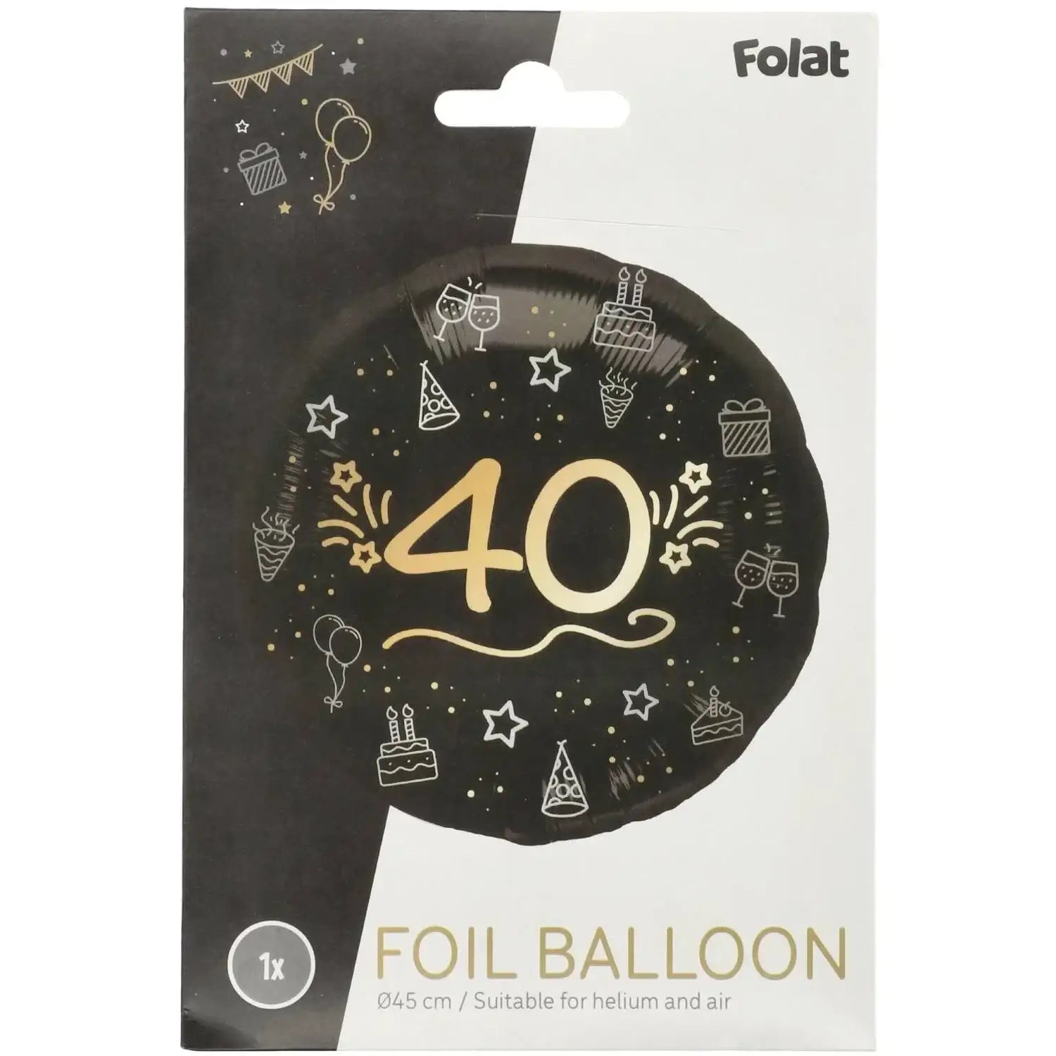 40 Folie Ballon Zwart/Zilver/Goud - 46 cm - Ballonnenshop.nl