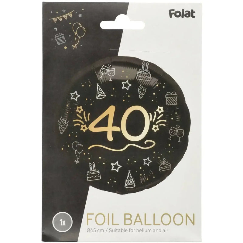 40 Folie Ballon Zwart/Zilver/Goud - 46 cm - Ballonnenshop.nl