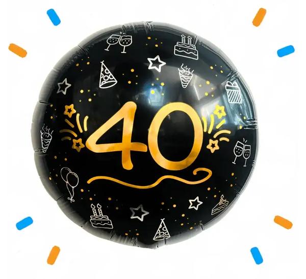 40 Helium Ballon Zwart/Zilver/Goud - Gevuld Met Helium - 46 cm - Ballonnenshop.nl