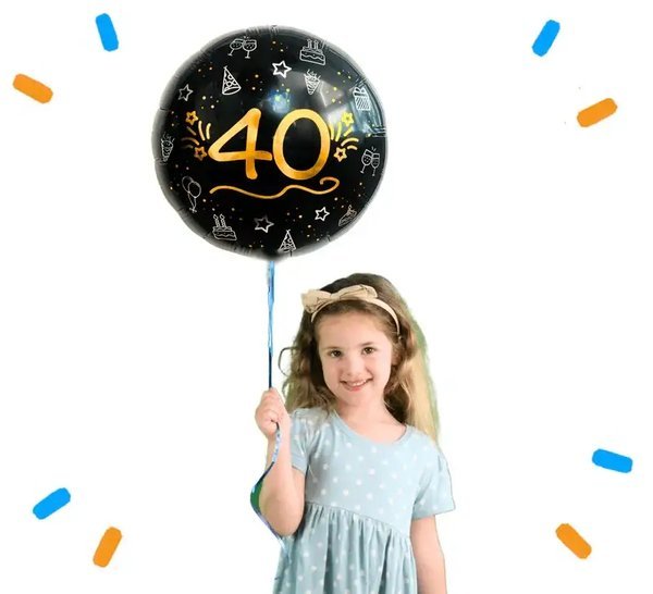 40 Helium Ballon Zwart/Zilver/Goud - Gevuld Met Helium - 46 cm - Ballonnenshop.nl