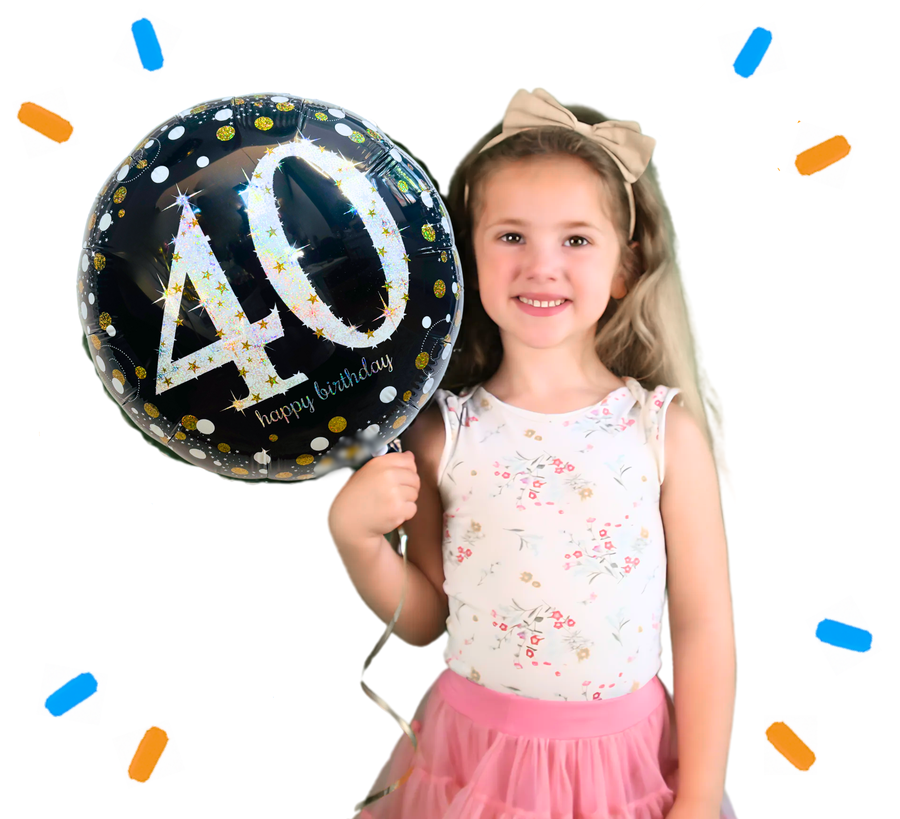 40 Jaar Helium Ballon Zwart/Zilver/Goud - Gevuld Met Helium - 46 cm