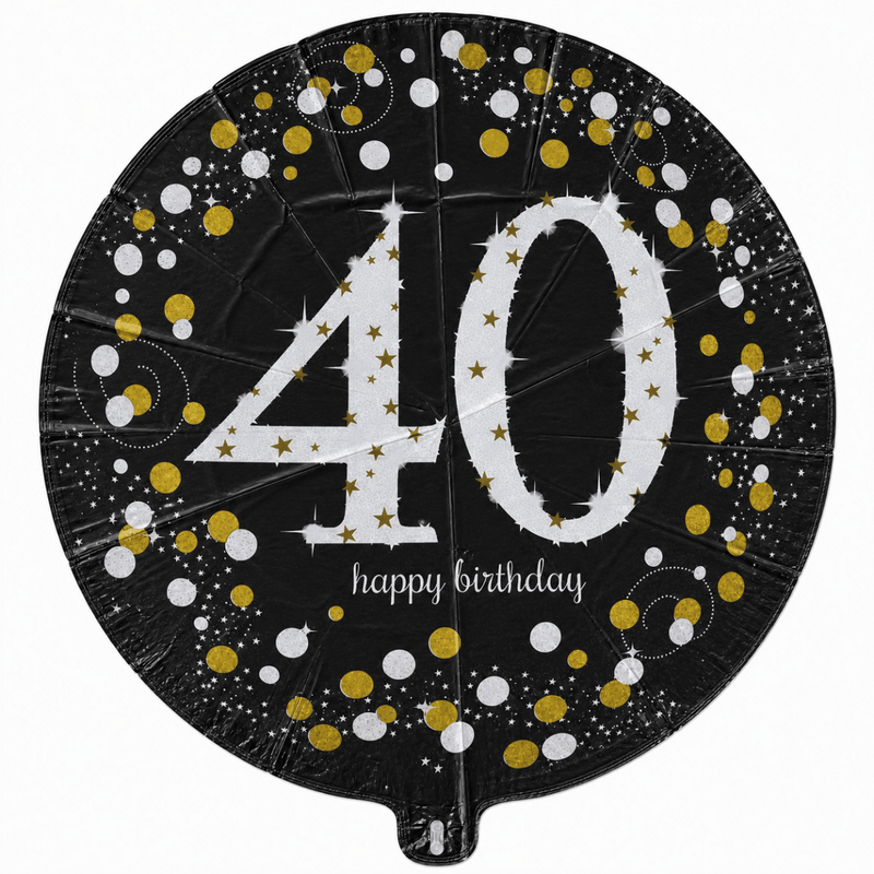 40 Jaar Folie Ballon Zwart/Zilver/Goud - 46 cm - Ballonnenshop.nl