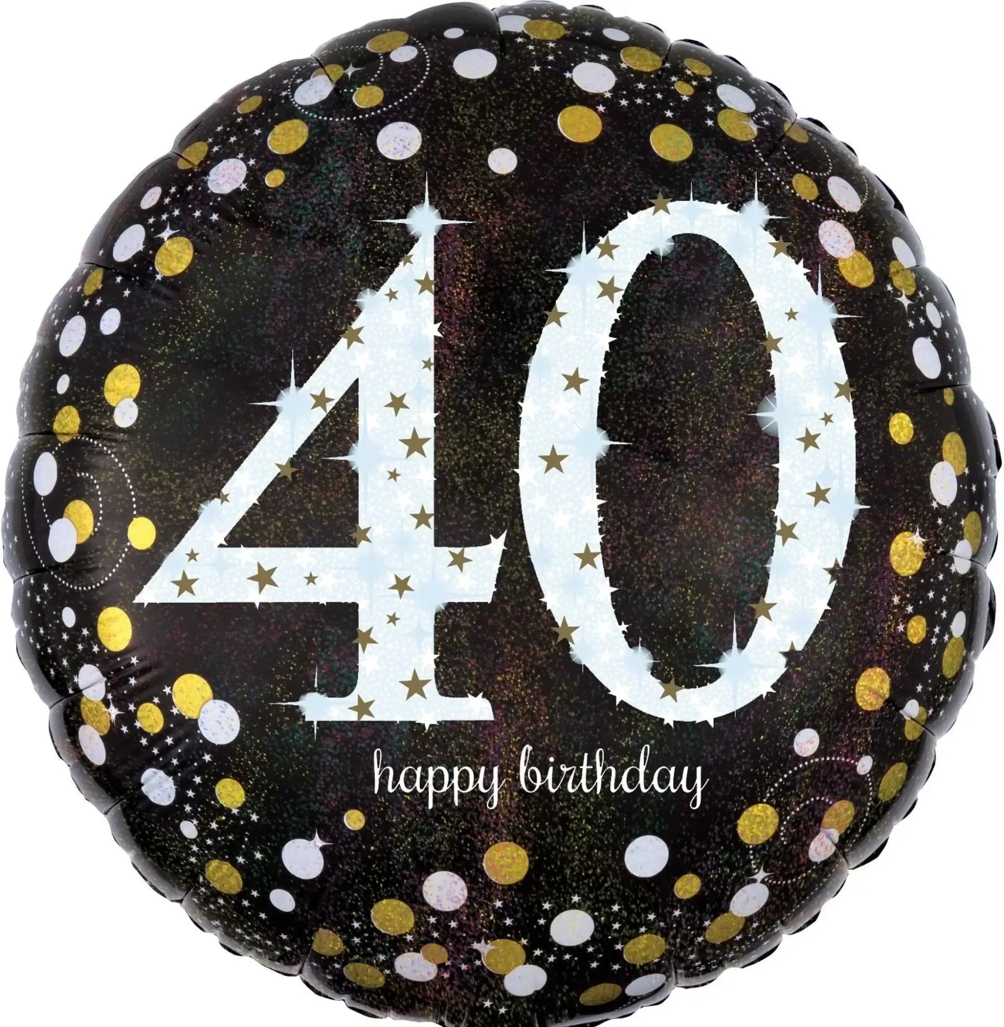 40 Jaar Folie Ballon Zwart/Zilver/Goud - 46 cm - Ballonnenshop.nl