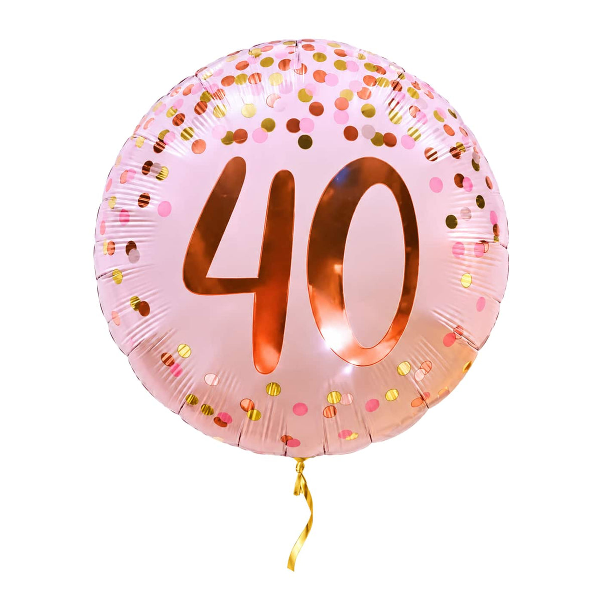 40 Jaar Helium Ballon Roze – met helium gevuld, met gouden lint
