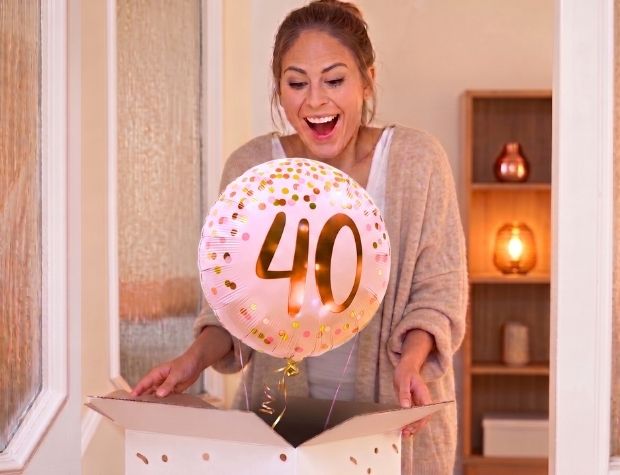 40 Jaar Helium Ballon Roze - Gevuld Met Helium - 46 cm - Ballonnenshop.nl