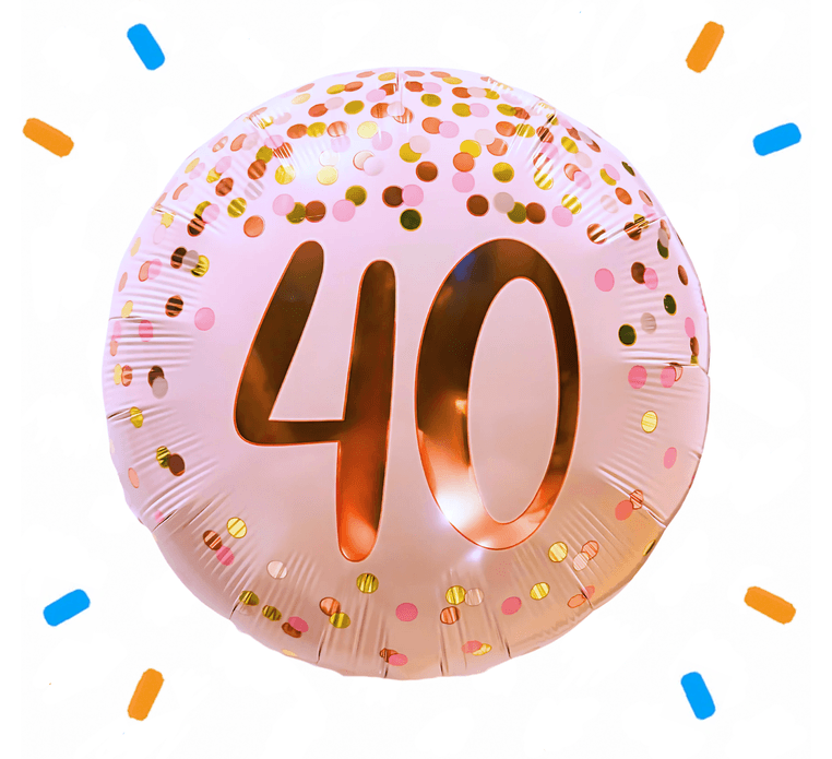 40 Jaar Helium Ballon Roze - Gevuld Met Helium - 46 cm - Ballonnenshop.nl