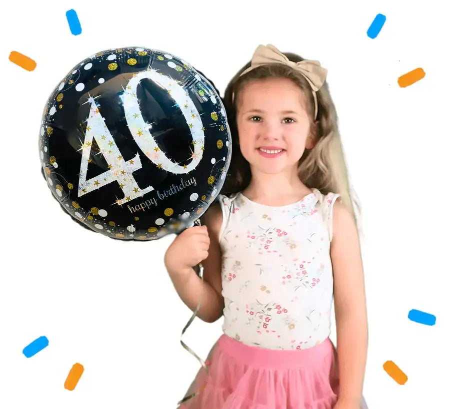 40 Jaar Helium Ballon Zwart/Zilver/Goud - Gevuld Met Helium - 46 cm - Ballonnenshop.nl