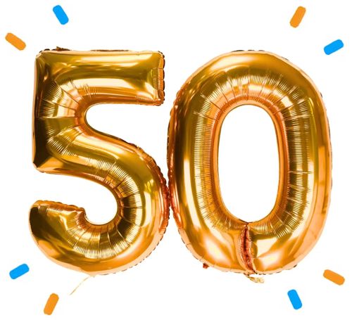 50 Jaar Cijfer Ballonnen Goud - Gevuld Met Helium - 66 cm - Ballonnenshop.nl