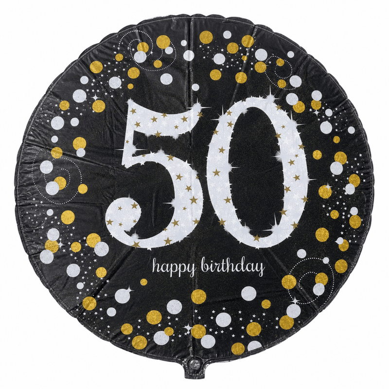 50 Jaar Folie Ballon Zwart/Zilver/Goud - 46 cm - Ballonnenshop.nl