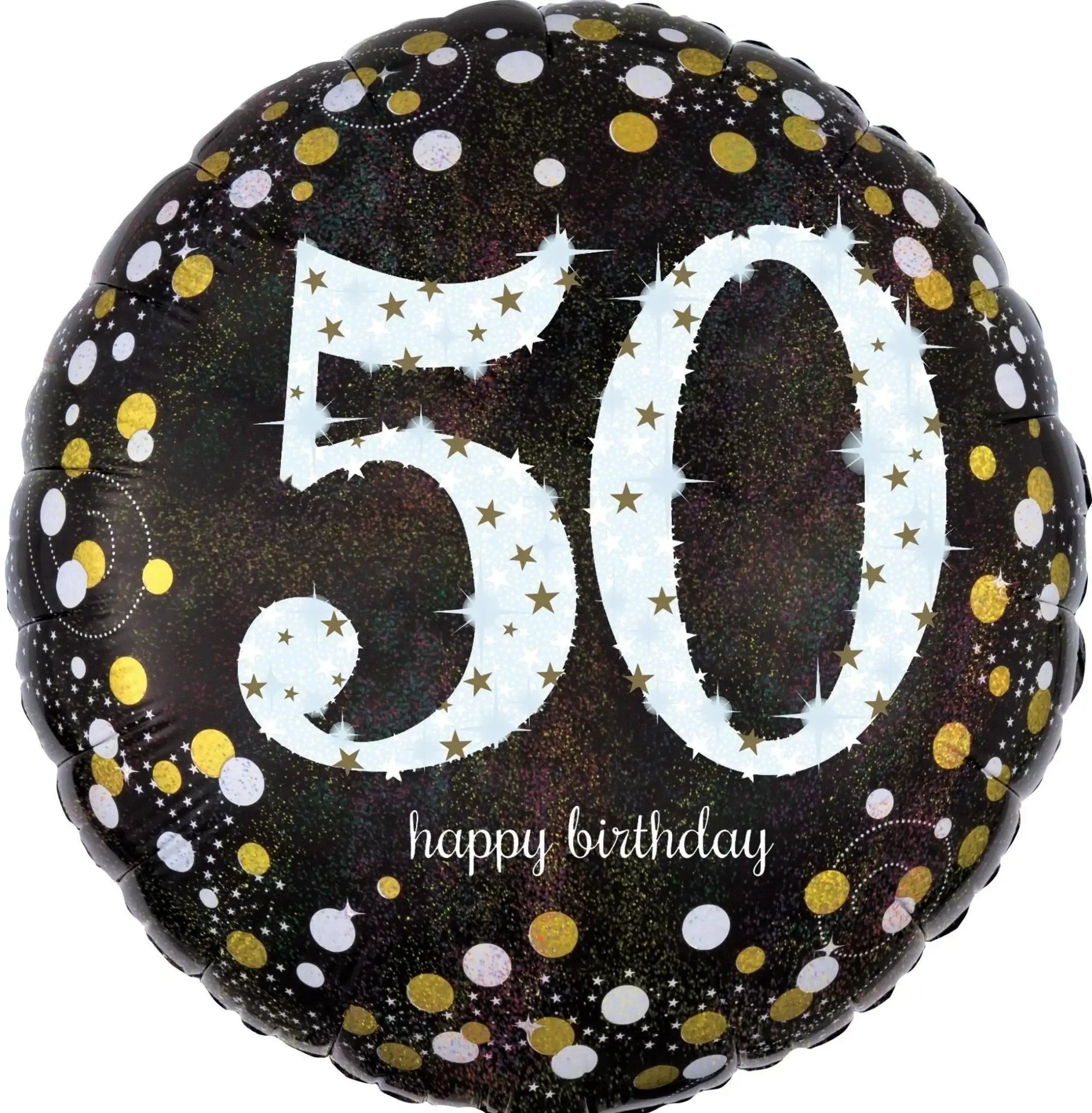 50 Jaar Folie Ballon Zwart/Zilver/Goud - 46 cm - Ballonnenshop.nl