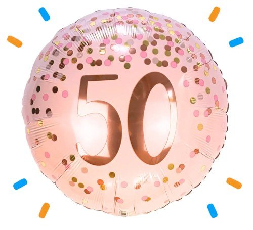 50 Jaar Helium Ballon Roze - Gevuld Met Helium - 46 cm - Ballonnenshop.nl
