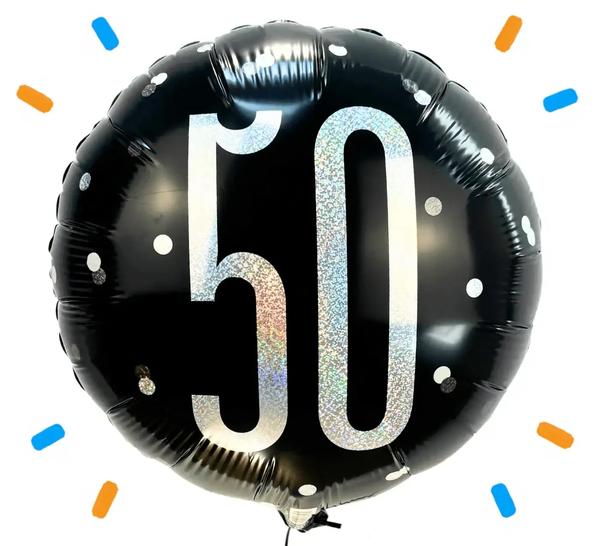50 Jaar Helium Ballon Zwart - Gevuld Met Helium - 45 cm - Ballonnenshop.nl