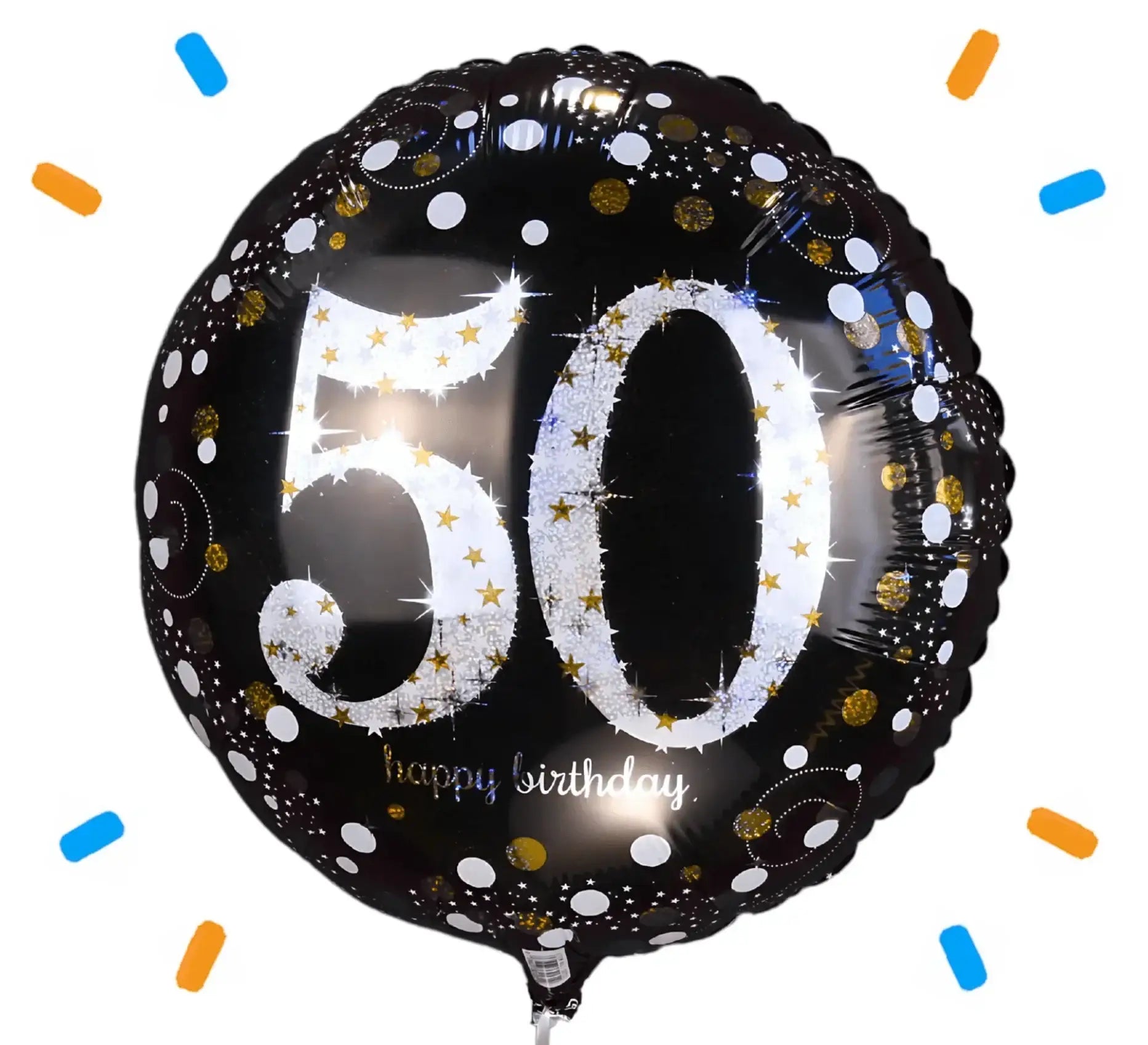 50 Jaar Helium Ballon Zwart/Zilver/Goud - Gevuld Met Helium - 46 cm - Ballonnenshop.nl