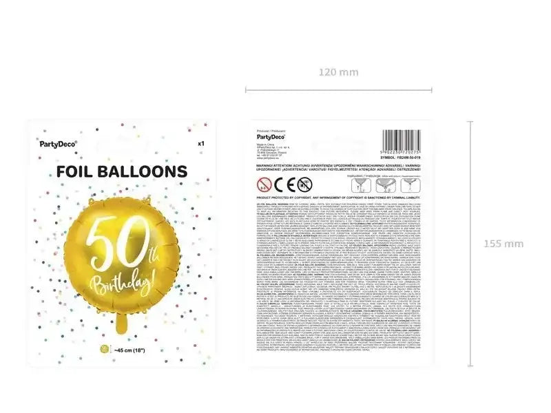 50th Birthday Folie Ballon Goud 45 cm - Ballonnenshop.nl