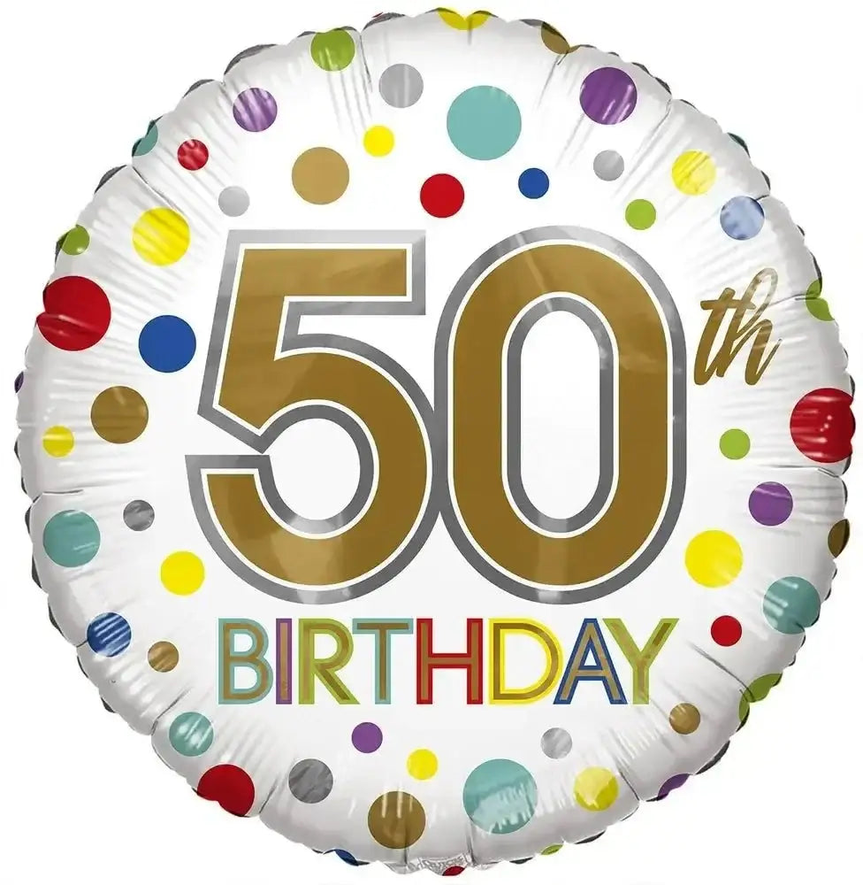 50th Birthday Gekleurd Folie Ballon - 45 cm - Ballonnenshop.nl