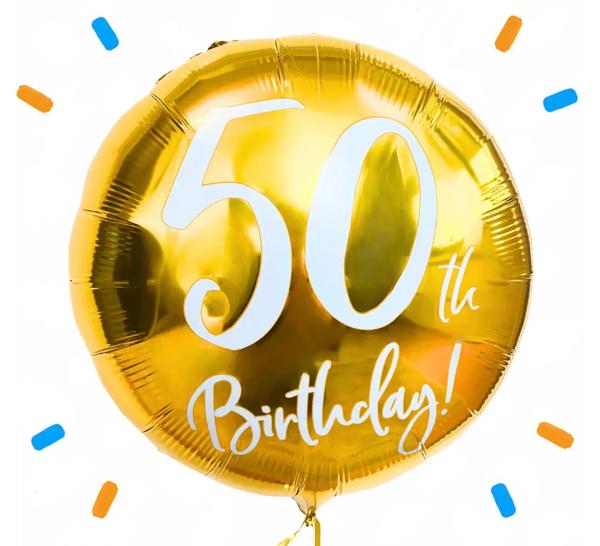 50th Birthday Helium Ballon Goud - Gevuld Met Helium - 45 cm - Ballonnenshop.nl