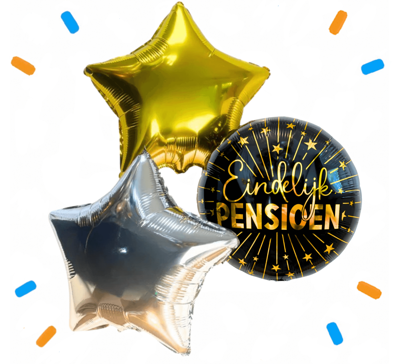 Pensioen Trosje Goud/Zilver/Zwart - Gevuld Met Helium - 46 cm