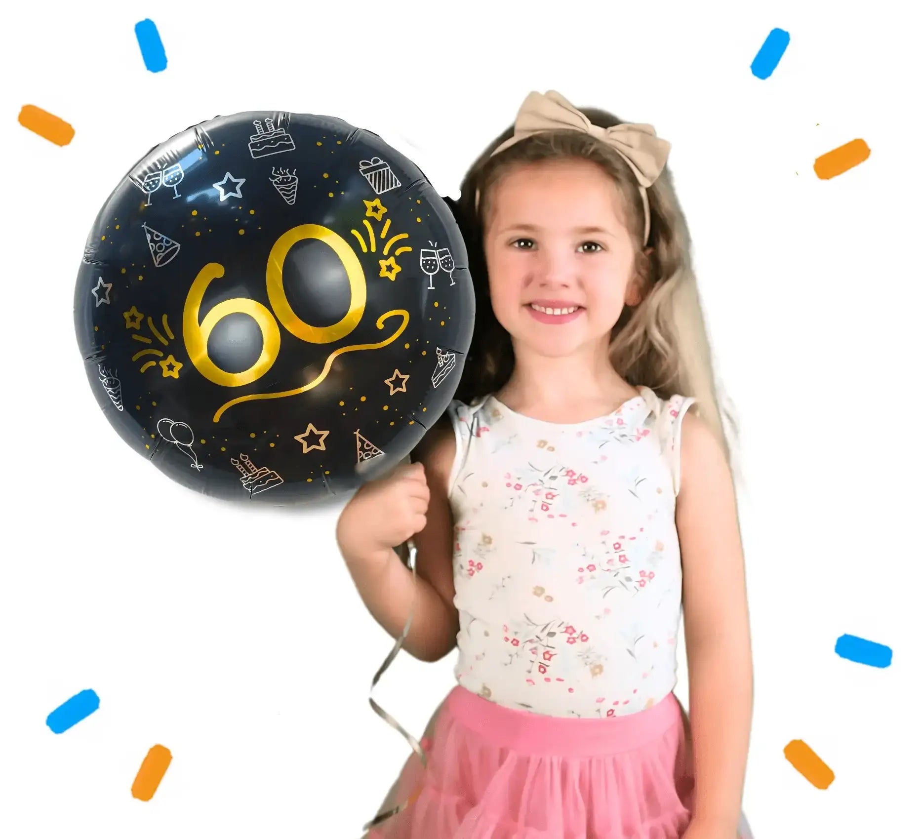 60 Helium Ballon Zwart/Zilver/Goud - Gevuld Met Helium - 46 cm - Ballonnenshop.nl