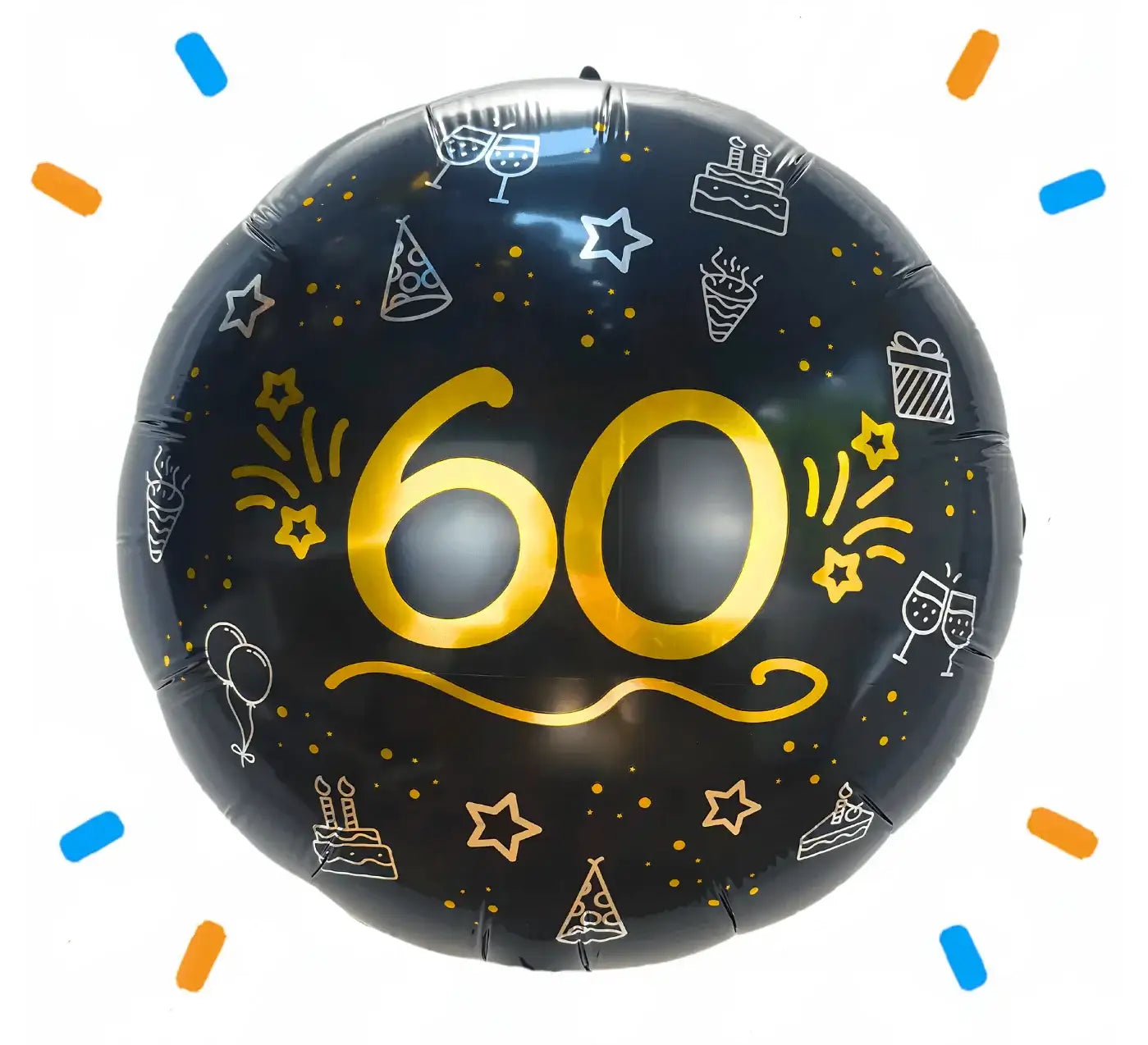 60 Helium Ballon Zwart/Zilver/Goud - Gevuld Met Helium - 46 cm - Ballonnenshop.nl