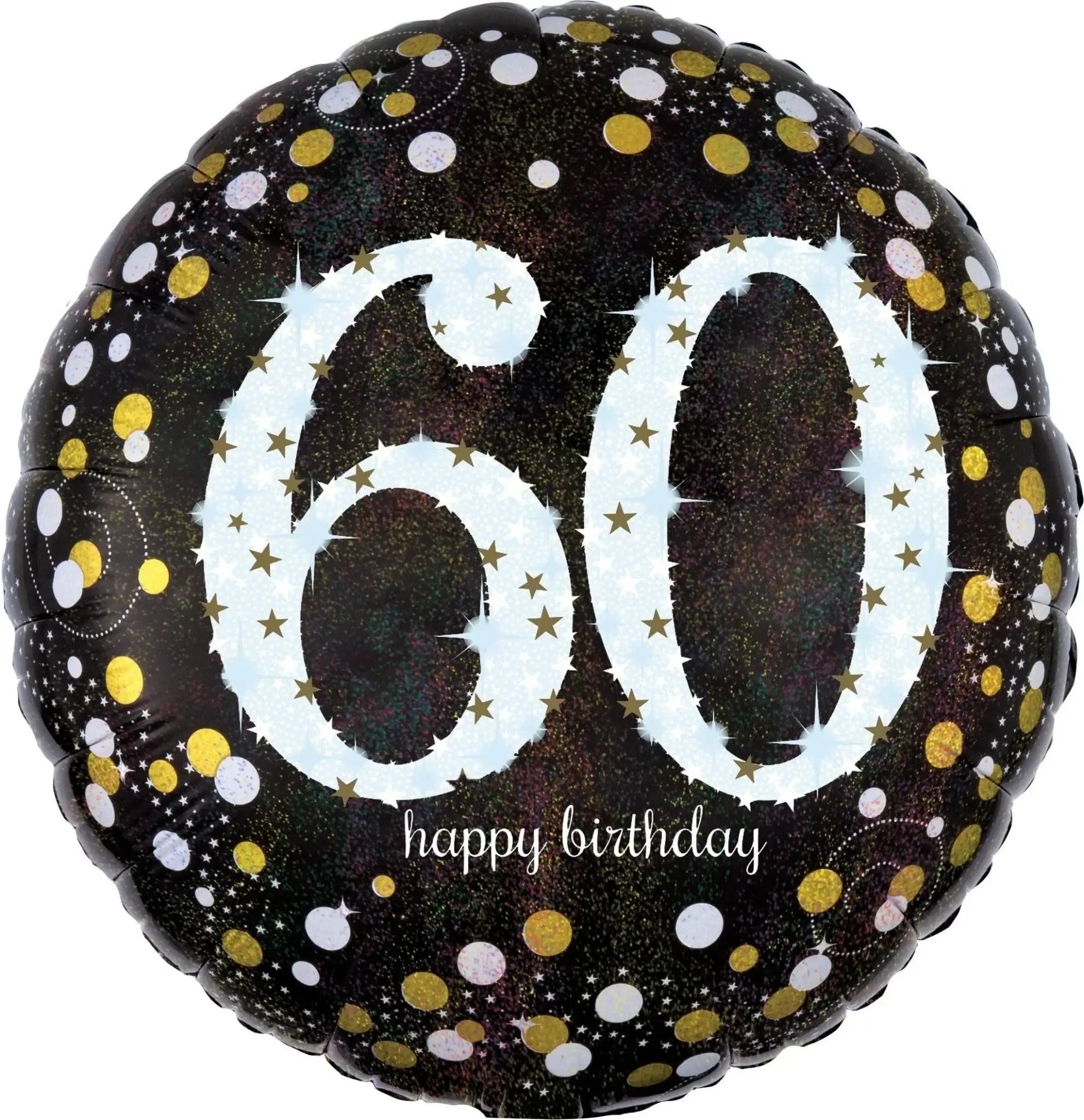 60 Jaar Folie Ballon Zwart/Zilver/Goud - 46 cm - Ballonnenshop.nl