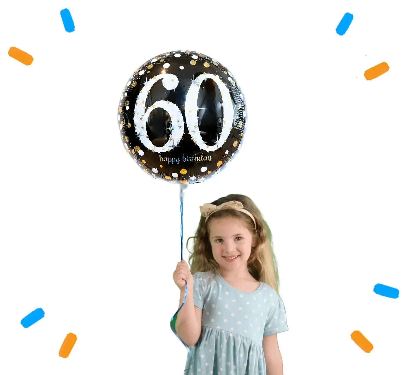 60 Jaar Helium Ballon Zwart/Zilver/Goud - Gevuld Met Helium - 46 cm - Ballonnenshop.nl