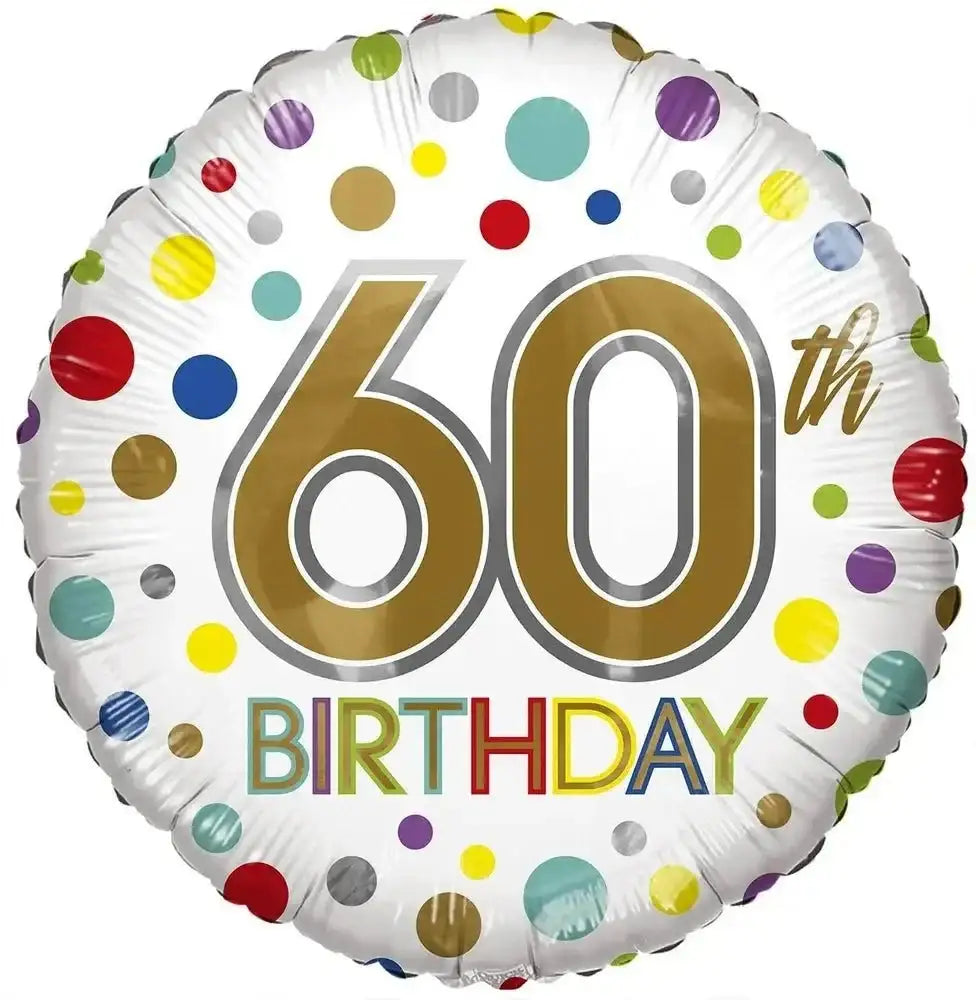 60th Birthday Gekleurd Folie Ballon - 45 cm - Ballonnenshop.nl