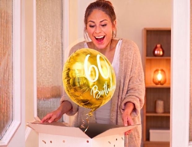 60th Birthday Helium Ballon Goud - Gevuld Met Helium - 45 cm - Ballonnenshop.nl