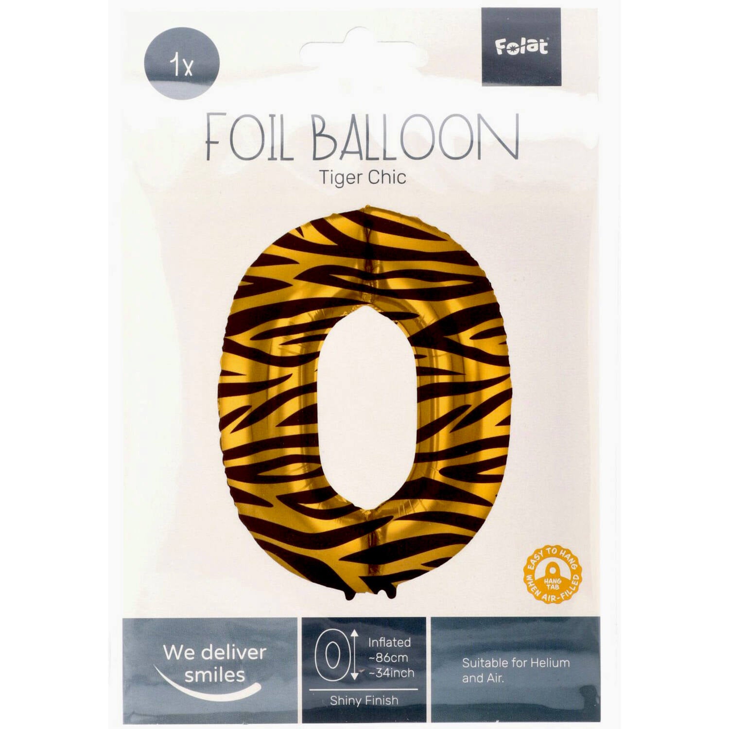 Cijfer Ballon 0 - Tijgerprint - 86 cm