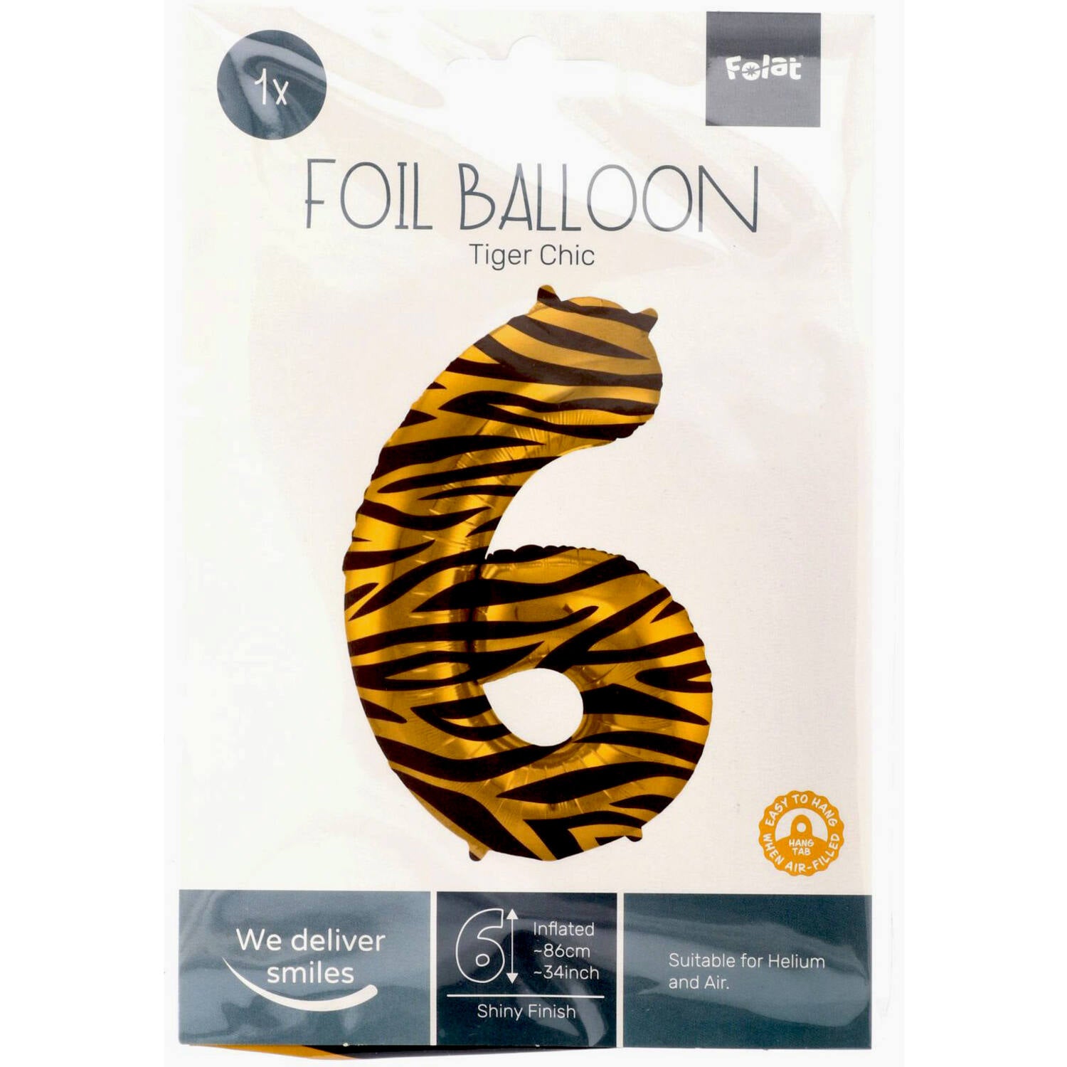 Cijfer Ballon 6 - Tijgerprint - 86 cm