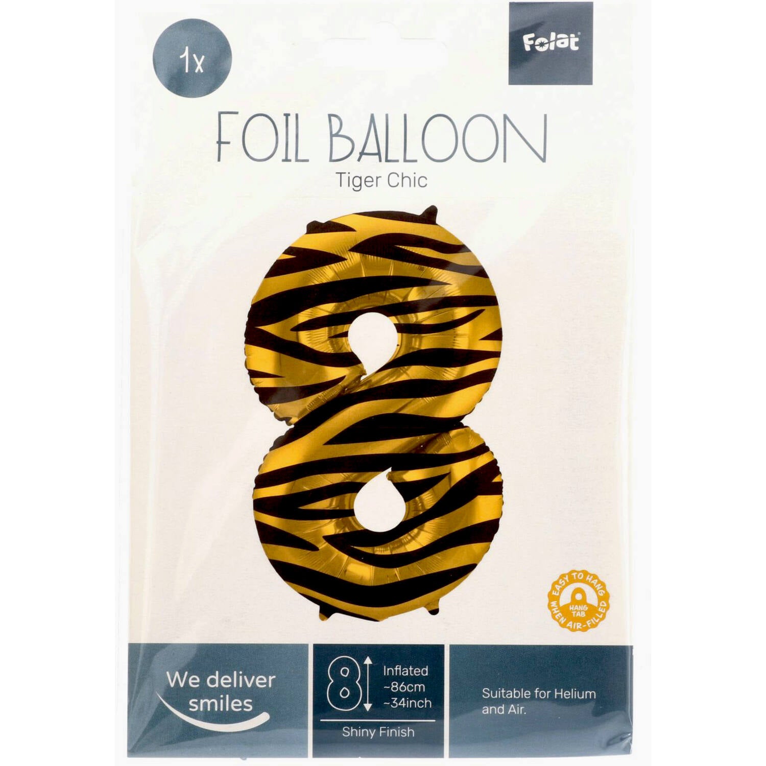 Cijfer Ballon 8 - Tijgerprint - 86 cm