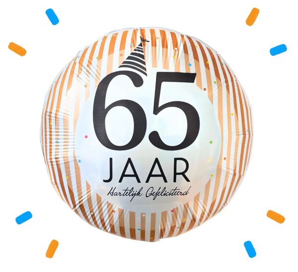 65 Jaar Hartelijk Gefeliciteerd Helium Ballon - Gevuld Met Helium - 46 cm - Ballonnenshop.nl