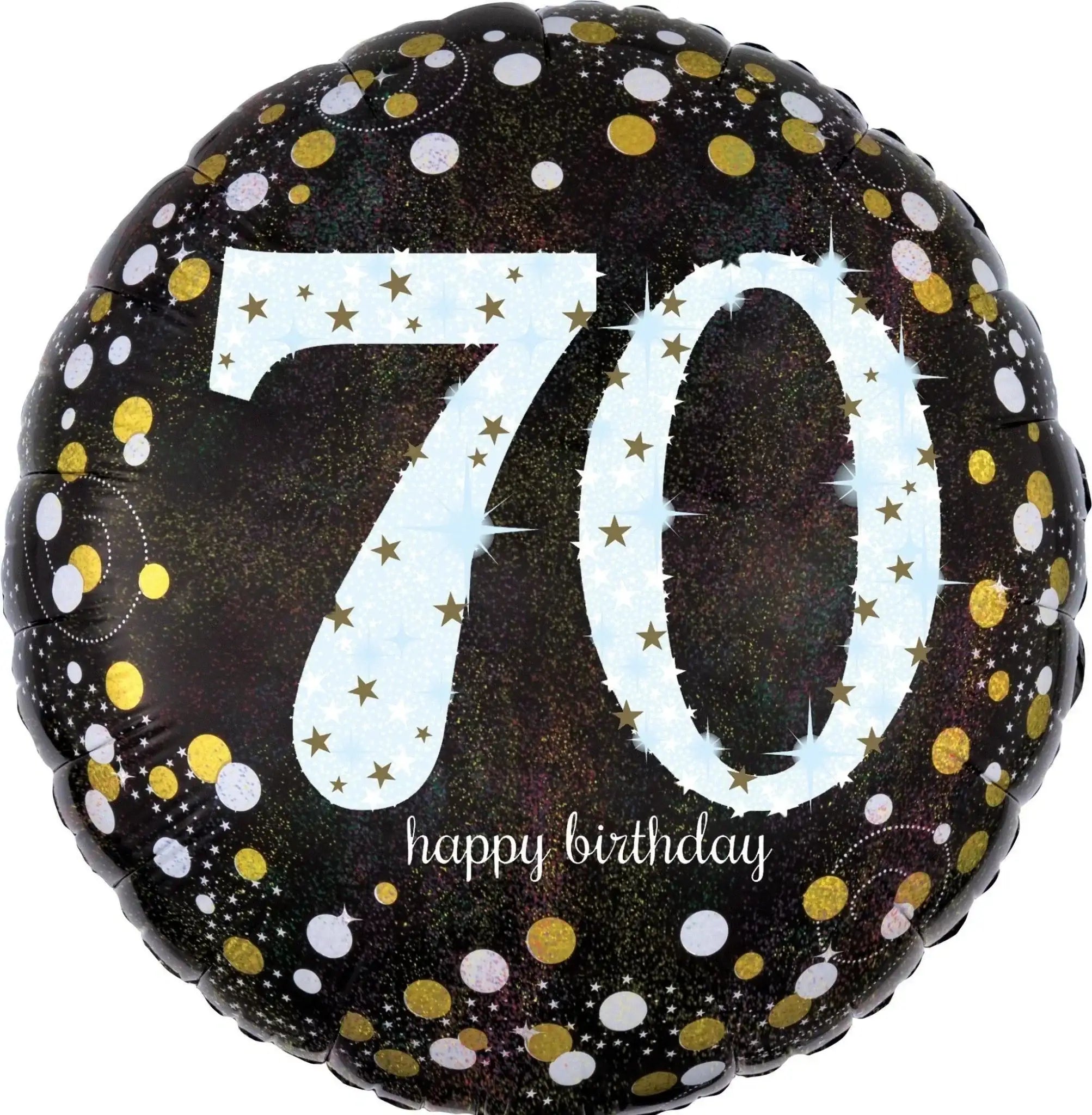 70 Jaar Folie Ballon Zwart/Zilver/Goud - 46 cm - Ballonnenshop.nl