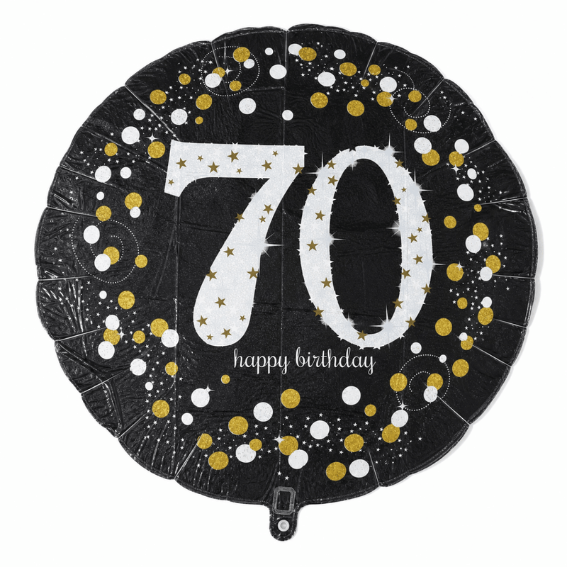 70 Jaar Folie Ballon Zwart/Zilver/Goud - 46 cm - Ballonnenshop.nl
