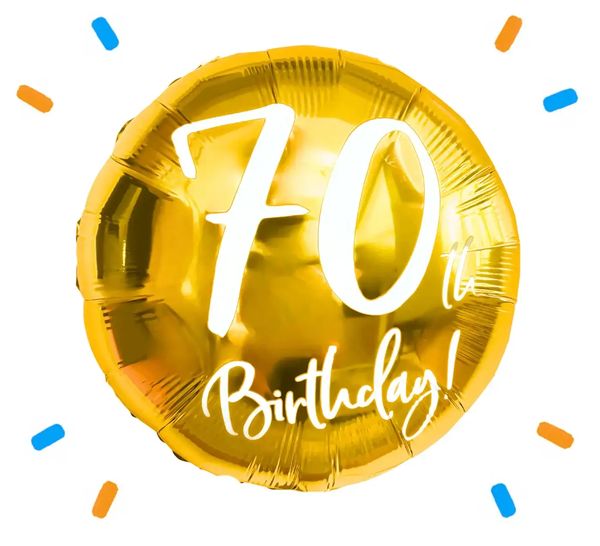 70th Birthday Helium Ballon Goud - Gevuld Met Helium - 45 cm - Ballonnenshop.nl