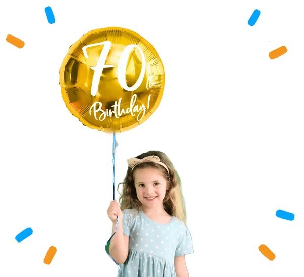 70th Birthday Helium Ballon Goud - Gevuld Met Helium - 45 cm - Ballonnenshop.nl