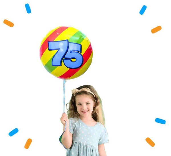 75 Jaar Helium Ballon - Gevuld Met Helium - 46 cm - Ballonnenshop.nl