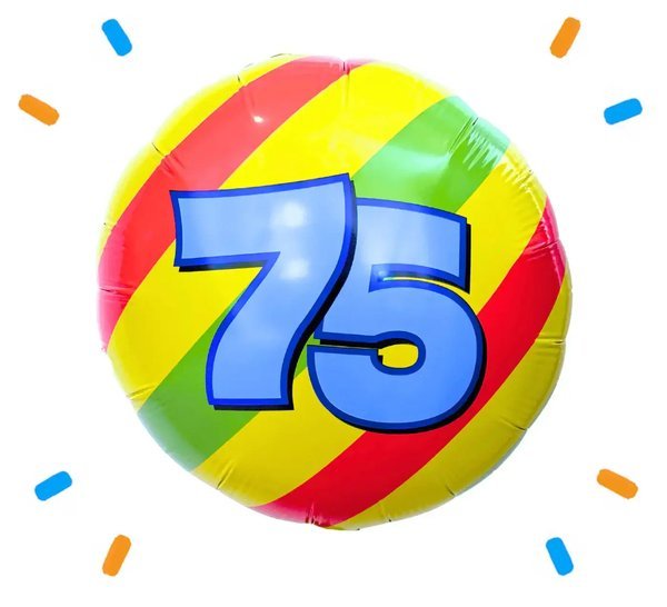75 Jaar Helium Ballon - Gevuld Met Helium - 46 cm - Ballonnenshop.nl